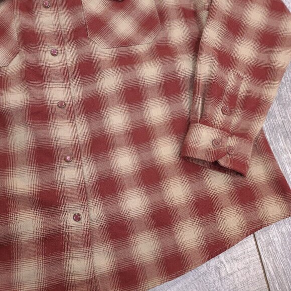 Dixxon Womens Pueblo Flannel Shirt Size 2X Red Plaid Pearl Snap Button Top - Picture 4 of 7